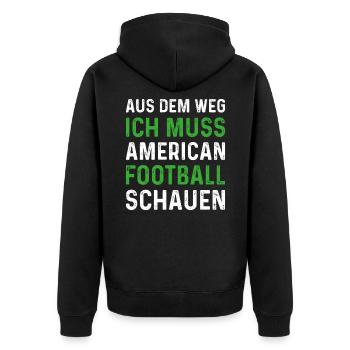 Aus dem Weg muss Football - Unisex Premium Bio Zip Hoodie - Schwarz - Hinten - Nico (187cm)