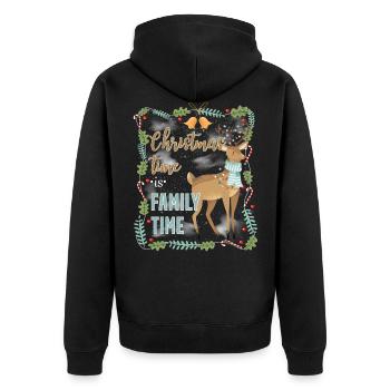 Festive Christmas family design - Unisex Premium Organic Zip Hoodie - black - Back - Nico (187cm)
