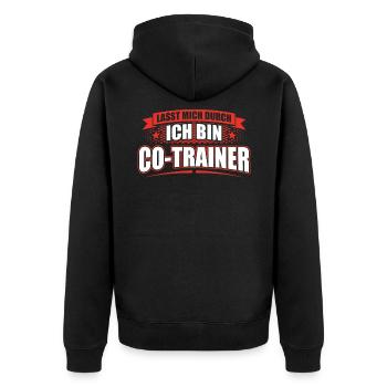 Lasst mich durch ich bin Co-Trainer - Unisex Premium Bio Zip Hoodie - Schwarz - Hinten - Nico (187cm)