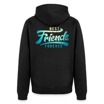 BFF Geschenk Beste Freunde Coole Freundinnen - Unisex Premium Bio Zip Hoodie - Schwarz - Hinten - Nico (187cm)