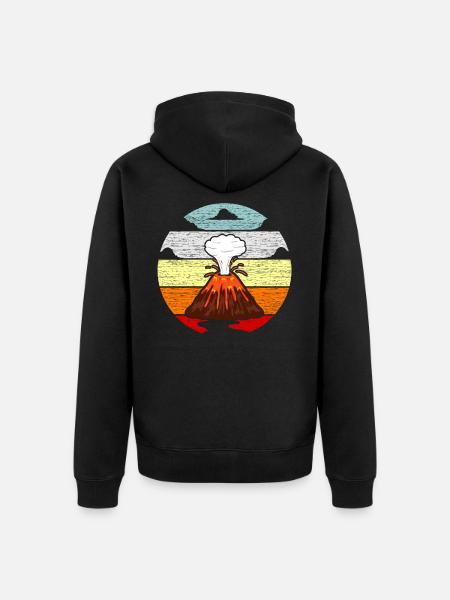 Vulkan Lava Eruption Motiv Geschenkidee - Unisex Premium Bio Zip Hoodie - Schwarz