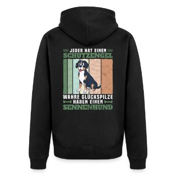 Schweizer Sennenhund Bauernhund - Schutzengel - Unisex Premium Bio Zip Hoodie - Schwarz - Hinten - Nico (187cm)
