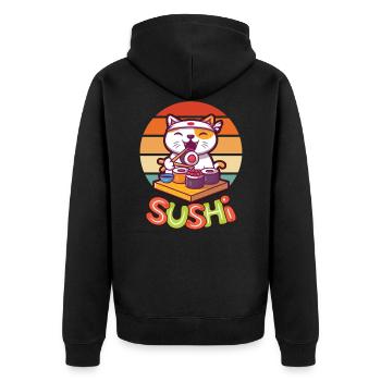 Sushi - Unisex Premium Bio Zip Hoodie - Schwarz - Hinten - Nico (187cm)