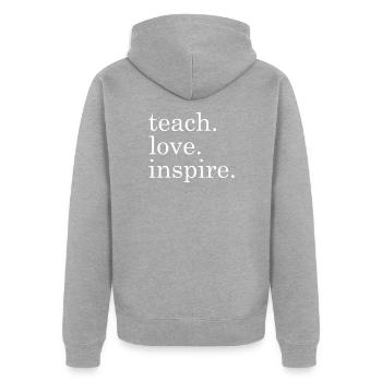 teacher - Unisex Premium Organic Zip Hoodie - heather grey - Back - Nico (187cm)