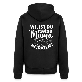 willst du meine Mama heiraten - Unisex Premium Bio Zip Hoodie - Schwarz - Hinten - Nico (187cm)