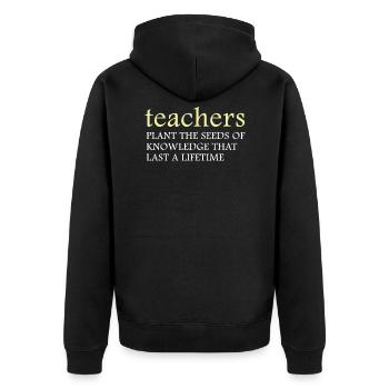 Teacher Teacher - Unisex Premium Organic Zip Hoodie - black - Back - Nico (187cm)