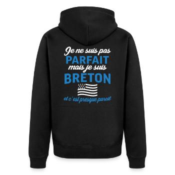 Je ne suis pas parfait mais je suis Breton - Veste à capuche bio Premium Unisexe - noir - Dos - Nico (187cm)
