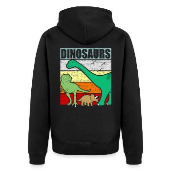 dinosaur - Unisex Premium Organic Zip Hoodie - black - Back - Nico (187cm)