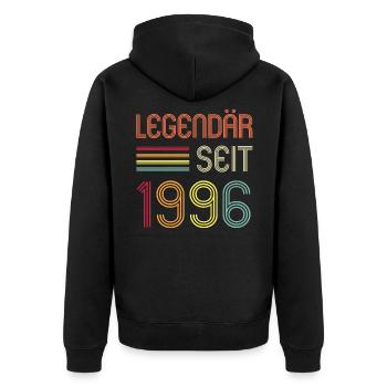 26ter Geburtstag Legendär Seit 1996 Geschenk - Unisex Premium Bio Zip Hoodie - Schwarz - Hinten - Nico (187cm)