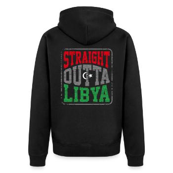 Libyen - Unisex Premium Bio Zip Hoodie - Schwarz - Hinten - Nico (187cm)