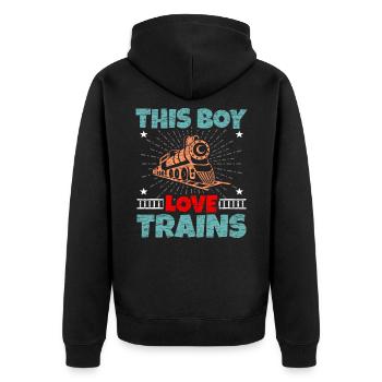Zug - Unisex Premium Bio Zip Hoodie - Schwarz - Hinten - Nico (187cm)