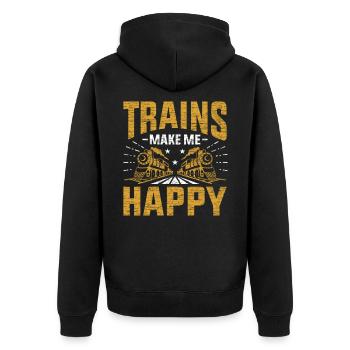 Zug - Unisex Premium Bio Zip Hoodie - Schwarz - Hinten - Nico (187cm)