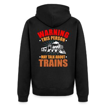 Zug - Unisex Premium Bio Zip Hoodie - Schwarz - Hinten - Nico (187cm)