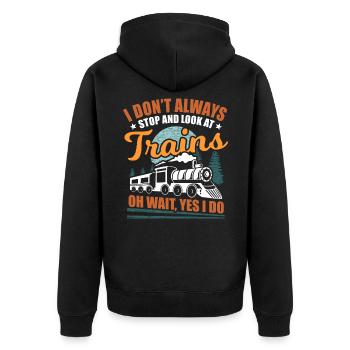 Zug Züge Modeleisenbahn Eisenbahn Geschenk - Unisex Premium Bio Zip Hoodie - Schwarz - Hinten - Nico (187cm)