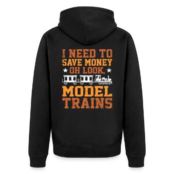 Zug Züge Modeleisenbahn Eisenbahn Geschenk - Unisex Premium Bio Zip Hoodie - Schwarz - Hinten - Nico (187cm)