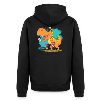 dinosaur - Unisex Premium Organic Zip Hoodie - black - Back - Nico (187cm)