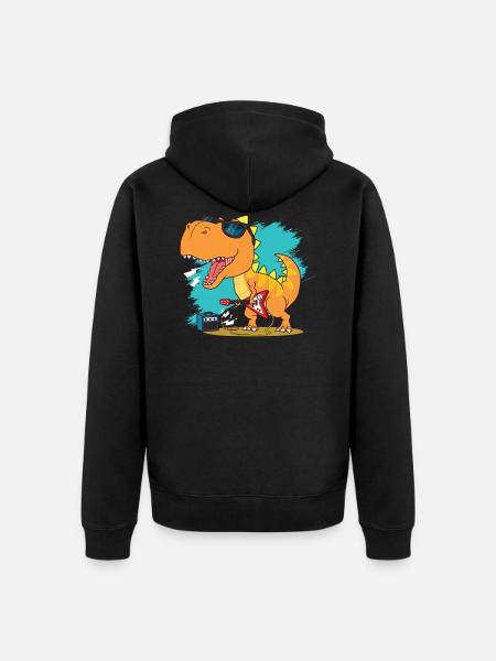 dinosaur - Unisex Premium Organic Zip Hoodie - black