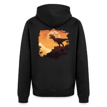 dinosaur - Unisex Premium Organic Zip Hoodie - black - Back - Nico (187cm)