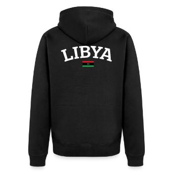 Libyen - Unisex Premium Bio Zip Hoodie - Schwarz - Hinten - Nico (187cm)