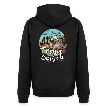 Zug - Unisex Premium Bio Zip Hoodie - Schwarz - Hinten - Nico (187cm)