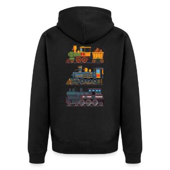 Zug - Unisex Premium Bio Zip Hoodie - Schwarz - Hinten - Nico (187cm)