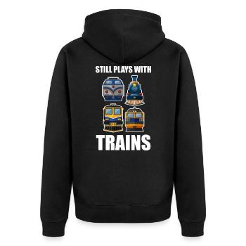 Zug - Unisex Premium Bio Zip Hoodie - Schwarz - Hinten - Nico (187cm)