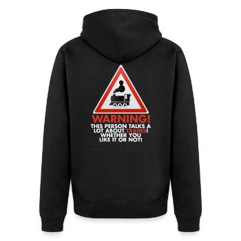 Zug - Unisex Premium Bio Zip Hoodie - Schwarz - Hinten - Nico (187cm)