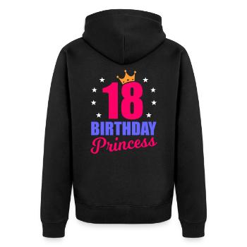 18th birthday - Unisex Premium Organic Zip Hoodie - black - Back - Nico (187cm)