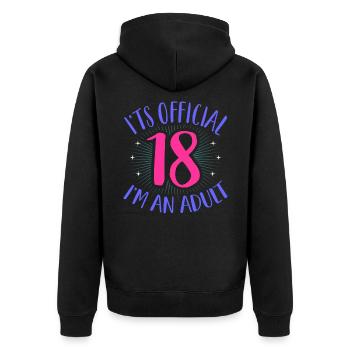18th birthday - Unisex Premium Organic Zip Hoodie - black - Back - Nico (187cm)