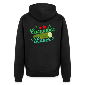 Gurke - Unisex Premium Bio Zip Hoodie - Schwarz - Hinten - Nico (187cm)