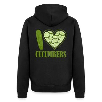 Gurke Grünes Gemüsegeschenk - Unisex Premium Bio Zip Hoodie - Schwarz - Hinten - Nico (187cm)