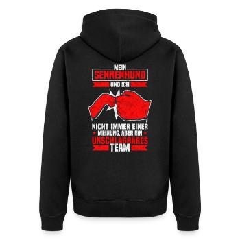 Schweizer Sennenhund Bauernhund Alm - Team - Unisex Premium Bio Zip Hoodie - Schwarz - Hinten - Nico (187cm)