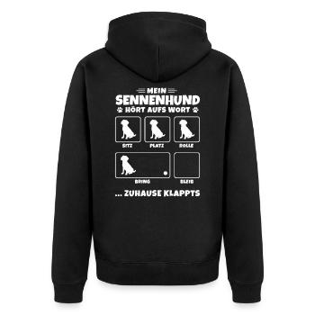 Schweizer Sennenhund Bauernhund Alm - Hundetricks - Unisex Premium Bio Zip Hoodie - Schwarz - Hinten - Nico (187cm)
