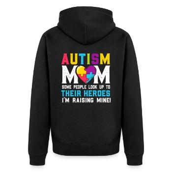 autism mom - Unisex Premium Organic Zip Hoodie - black - Back - Nico (187cm)