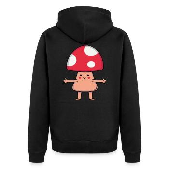 Pilz - Unisex Premium Bio Zip Hoodie - Schwarz - Hinten - Nico (187cm)