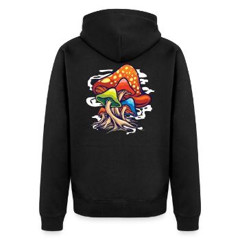 Pilz - Unisex Premium Bio Zip Hoodie - Schwarz - Hinten - Nico (187cm)