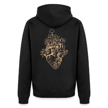 Pilz Lieblingsessen Geschenk - Unisex Premium Bio Zip Hoodie - Schwarz - Hinten - Nico (187cm)