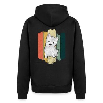 Westie vintage graphic white highland terrier - Unisex Premium Organic Zip Hoodie - black - Back - Nico (187cm)