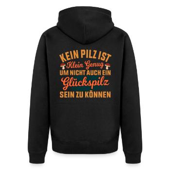 Pilz - Unisex Premium Bio Zip Hoodie - Schwarz - Hinten - Nico (187cm)