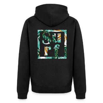 Idée cadeau surf palmier blanc planche à voile surf - Veste à capuche bio Premium Unisexe - noir - Dos - Nico (187cm)
