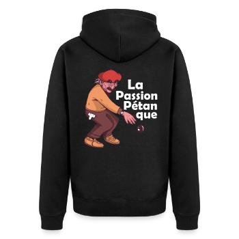 Français La Passion Pétanque Jeu de Pétanque Boule - Unisex Premium Bio Zip Hoodie - Schwarz - Hinten - Nico (187cm)