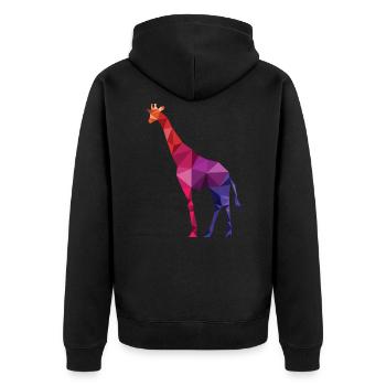 giraffe - Unisex Premium Organic Zip Hoodie - black - Back - Nico (187cm)