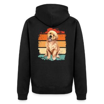 Golden retriever - Unisex Premium Organic Zip Hoodie - black - Back - Nico (187cm)