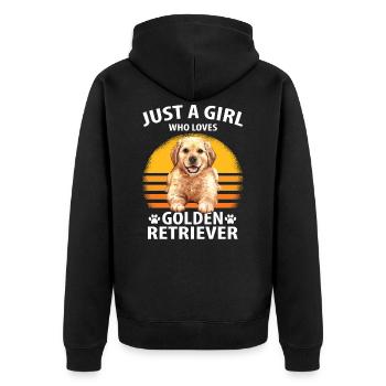 Golden retriever - Unisex Premium Organic Zip Hoodie - black - Back - Nico (187cm)