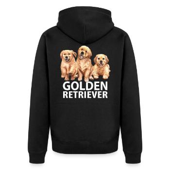 Golden Retriever Hündchen Geschenkidee - Unisex Premium Bio Zip Hoodie - Schwarz - Hinten - Nico (187cm)