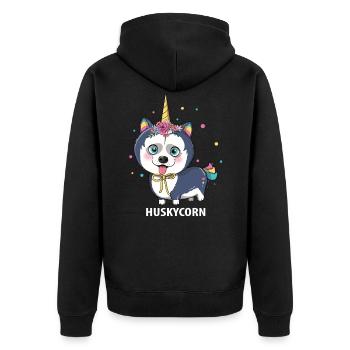 Husky Schlittenhunde - Unisex Premium Bio Zip Hoodie - Schwarz - Hinten - Nico (187cm)