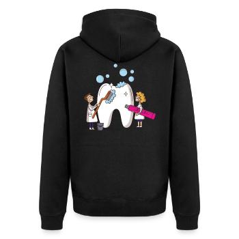 Zahnarzt Zahn Doktor Geschenkidee - Unisex Premium Bio Zip Hoodie - Schwarz - Hinten - Nico (187cm)