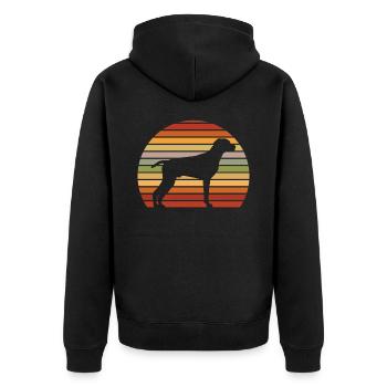 Deutsch Kurzhaar Grafik Vorstehhund Geschenk - Unisex Premium Bio Zip Hoodie - Schwarz - Hinten - Nico (187cm)