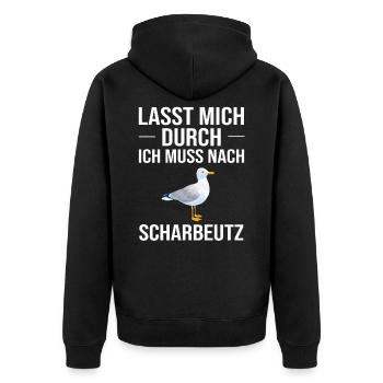 Scharbeutz Ostsee Urlaub - Unisex Premium Bio Zip Hoodie - Schwarz - Hinten - Nico (187cm)