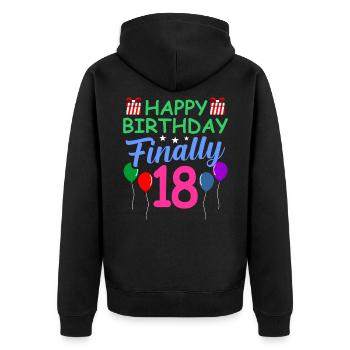 18th birthday - Unisex Premium Organic Zip Hoodie - black - Back - Nico (187cm)